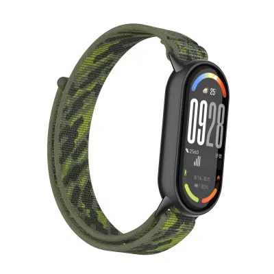 Najlonski remen kompatibilan s Xiaomi Mi Band 10/9/8 (Redovno izdanje) s metalnim konektorima Zelena