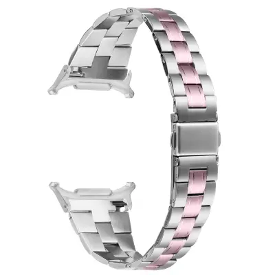 Tanak remen za sat od nehrđajućeg čelika s tri perle za kompatibilni Samsung Galaxy Watch 8 Roza