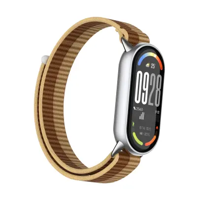 Najlonski remen kompatibilan s Xiaomi Mi Band 10/9/8 (Redovno izdanje) s metalnim konektorima Smeđa