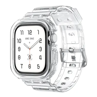 Sportska silikonska narukvica za Apple Watch Series 9/10, 46 mm, prozirna crna Proziran