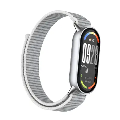 Najlonski remen kompatibilan s Xiaomi Mi Band 10/9/8 (Redovno izdanje) s metalnim konektorima Svijetlo siva