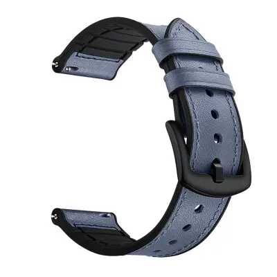 Kompatibilan 22mm Samsung Watch4 Huawei GT4 Poslovni silikonski kožni remen Plava/Tamno plava