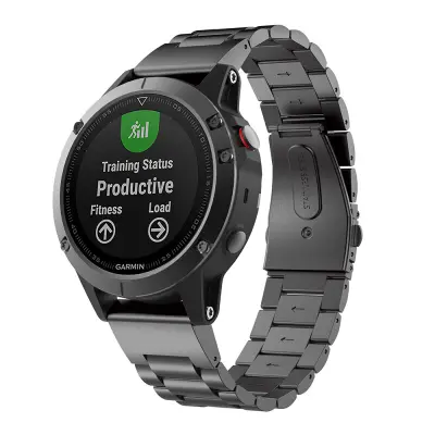 Crna narukvica za sat od nehrđajućeg čelika 20 mm - Fenix 5s/6s/7s/8 43mm Crna