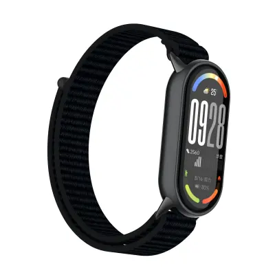 Najlonski remen kompatibilan s Xiaomi Mi Band 10/9/8 (Redovno izdanje) s metalnim konektorima Crna