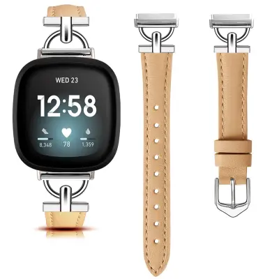 Remen od prave kože za Fitbit Versa 3/4/Sense - Khaki Khaki
