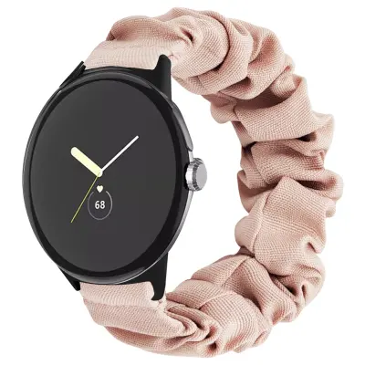 Kompatibilan s Google Pixel 2 Smartwatch Scrunchie Band - Moderan zamjenski remen od tkanine Ružičasta