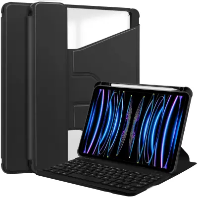 Kompatibilna iPad 11 (A16) 2025/iPad 10. generacije 10,9'' 2022 Rotirajuća akrilna Bluetooth futrola s tipkovnicom Crna