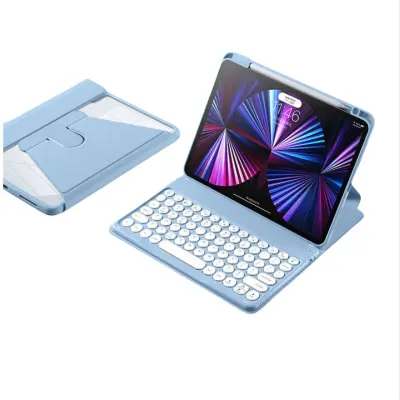 Kompatibilna iPad Air 5/Air 4 10.9-inča 360 Rotirajuća Bluetooth futrola s tipkovnicom Plava/Tamno plava
