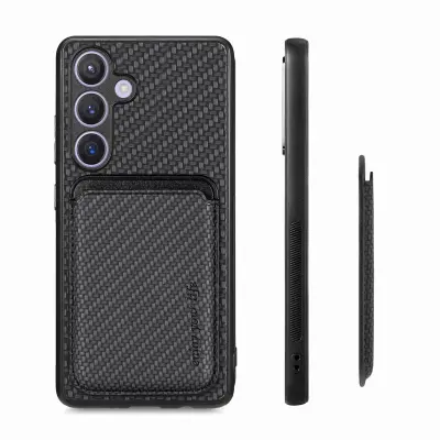 Kompatibilna Samsung S24FE Retro Magnetska Zaštitna Futrola s Držačem Kartica Crna
