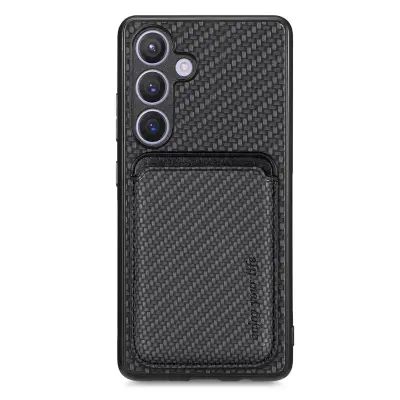 Retro magnetska futrola za kompatibilnost sa Samsung A16 - tekstura vlakana, držač kartica, otporna na udarce Crna
