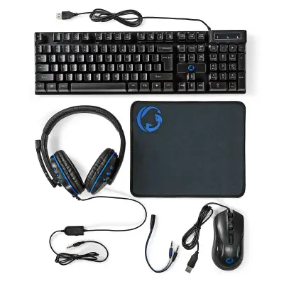 Gaming set 5-u-1 QWERTY s tipkovnicom, mišem i LED osvijetljenim slušalicama