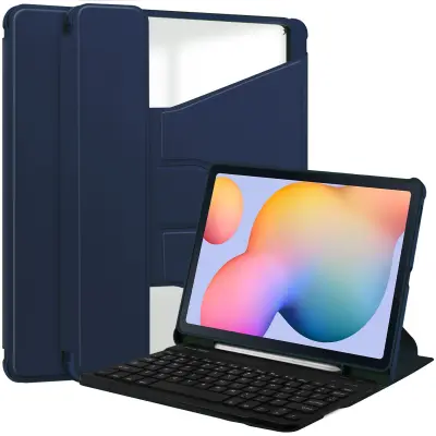 Kompatibilna Samsung Tab S6 Lite P610/615 futrola s Bluetooth tipkovnicom i rotirajućim stalkom od 360° Duboko plava