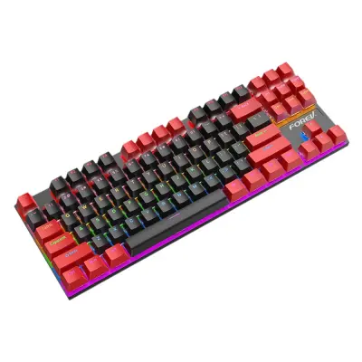 Žičana mehanička tipkovnica s 87 tipki - Šarena RGB tipkovnica za igre s plavim prekidačima koji se mogu zamijeniti bez lemljenja Crna/Crvena