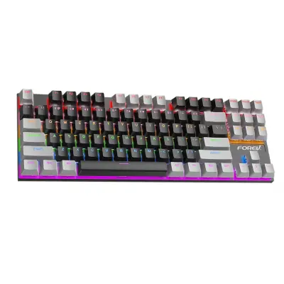 Žičana mehanička tipkovnica s 87 tipki - Šarena RGB tipkovnica za igre s plavim prekidačima koji se mogu zamijeniti bez lemljenja Crna+Siva