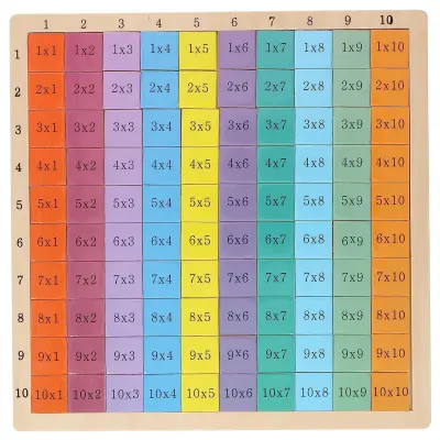 Colorful math play in wood