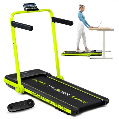 Električna traka za trčanje niskog profila, sklopiva THUNDER® IMPACT-LIME – 12 km/h, 1,5 KS, ispod kreveta, Bluetooth, nosivost 130 kg