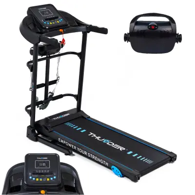 Električna traka za trčanje THUNDER® PHENOM-S – 18 km/h, 3 KS, automatski nagib 15%, traka od 45 cm, Bluetooth, LCD, nosivost 160 kg