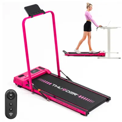 Električna sklopiva traka za trčanje ispod kreveta THUNDER® VIVA-PINK – 2u1, 8 km/h, 2 KS, niska izvedba 14 cm, Bluetooth, nosivost 110 kg
