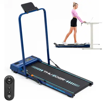 Električna sklopiva traka za trčanje ispod kreveta THUNDER® VIVA-BLUE – 2u1, 8 km/h, 2 KS, niska izvedba 14 cm, Bluetooth, nosivost 110 kg
