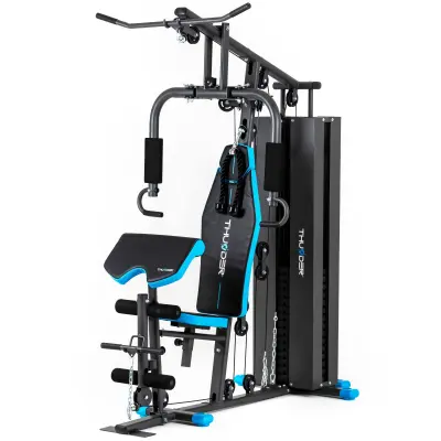THUNDER® FORCE Jednostepeni kućni višenamjenski stroj – utezi 87 kg, gornji i donji koturači, potisak za prsa, prostirka za molitvu, nosivost 120 kg