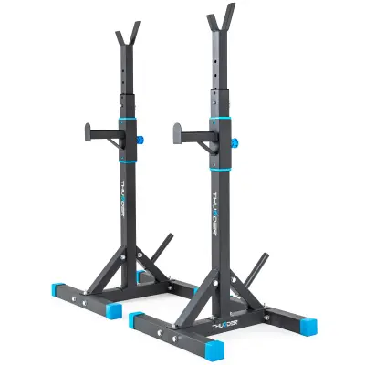 ⚡THUNDER® PRESS⚡ Stalak za utege – Dvodijelni stalak, nosivost 200 kg, 12-stupanjsko podešavanje visine, sigurnosna brava