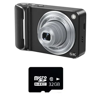 6x optički zum digitalni fotoaparat s 32 GB TF kartice - Mini selfie fotoaparat visoke razlučivosti Crna