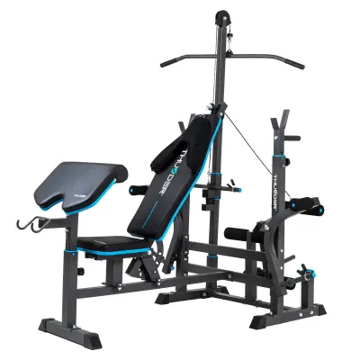 Klupa za vježbanje – 7 postavki, gornji i stražnji kotur, leptir, leg press, 177 × 134 × 200 cm VIGOR-C THUNDER®