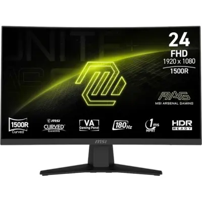 MSI 23.6" MAG Gaming Monitor MAG 244C, VA Curved Full HD, 180Hz, 1ms, AMD FreeSync, DisplayPort, HDMI, HDR Ready