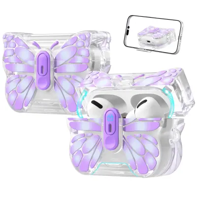 Leptir TPU zaštitna futrola kompatibilna s Apple AirPods 4 - otporna na ogrebotine, otporna na prašinu Ljubičasta