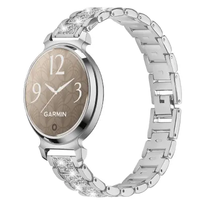 Elegantni srebrni remen za sat od nehrđajućeg čelika s dijamantima kompatibilan s Garmin Lily 2 Srebrna