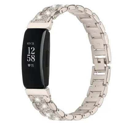 Elegantni dijamantski remen od nehrđajućeg čelika kompatibilan s Fitbit Inspire 1/2/HR Bež