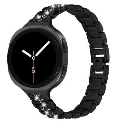 Elegantni remen od nehrđajućeg čelika s dijamantima kompatibilan sa Samsung Watch 8 (manja verzija) Crna