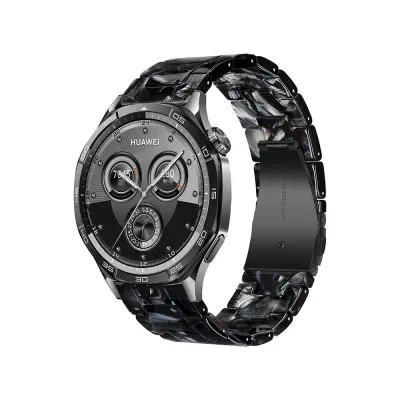 Resin Stainless Steel Watch Band Compatible with Huawei GT5 Pro - Stylish Replacement Strap Crna
