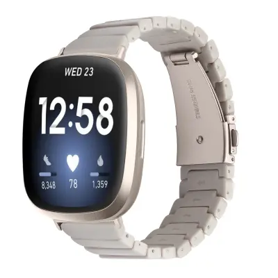 Narukvica od smole kompatibilna s Fitbit Versa 3/4/Sense 2 - vodootporna i elegantna Bež