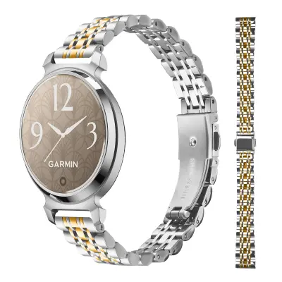 Elegantni remen za sat sa sedam perli od nehrđajućeg čelika kompatibilan s Garmin Lily 2 srebrna+zlatna
