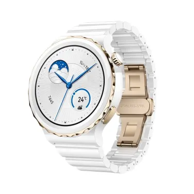 22mm Keramički remen za sat kompatibilan s Huawei GT serijom i Samsung Galaxy Watch Bijela+Zlatna