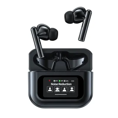 Crne bežične Bluetooth 5.0 slušalice s ANC-om, LCD zaslonom osjetljivim na dodir i visokokvalitetnim zvukom Crna