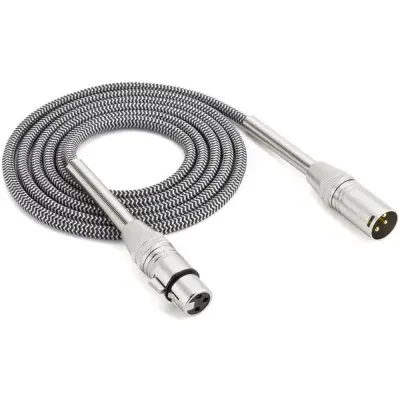 Srebrni XLR muški na ženski mikrofonski kabel za mikser pojačalo zvučnik - opcije 3/5/10M Crna