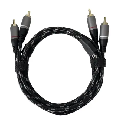 2RCA muški na 2RCA muški audio kabel, jezgra od čistog bakra, pleteni najlon, za CD pojačalo, zvučnike, AV vezu Crna