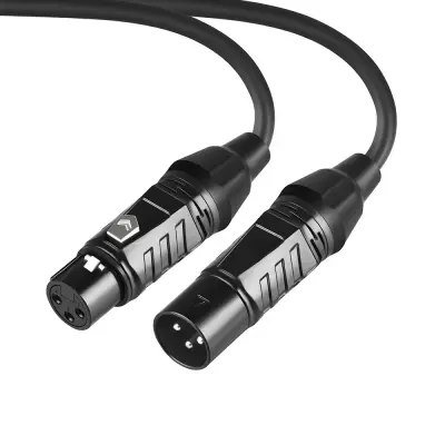 XLR kabel za mikrofon uživo - muški na ženski za mikser, pojačalo, zvučnik Crna