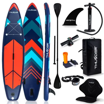 Napuhana SUP daska 320 × 75 × 15 cm – set s veslom, sjedalom, torbom i pumpom THUNDER® STRIPES