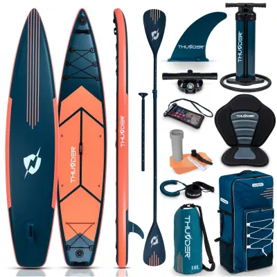 Napuhana SUP daska - stabilna 365 cm, debljine 15 cm, s veslom i sjedalom (nosivost 150 kg) THUNDER® MISTY
