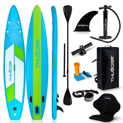 Napuhana SUP daska - stabilna 380 cm, debljine 15 cm, s veslom i sjedalom (nosivost 150 kg) THUNDER® ITTO
