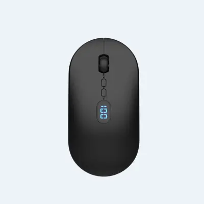 USB bežični Bluetooth miš s digitalnim zaslonom - 2.4G + Bluetooth dvostruki način rada punjivi miš Crna