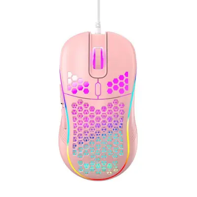 RGB Light USB Wired Gaming Mouse - Wired Model with Adjustable DPI Ružičasta