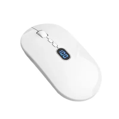 USB bežični Bluetooth miš s digitalnim zaslonom - 2.4G + Bluetooth dvostruki način rada punjivi miš Bijela