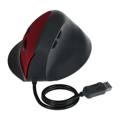 Ergonomski vertikalni žičani miš - Tihi klik, potpora za zglob, podesivi DPI Crvena