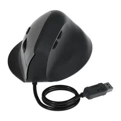 Ergonomski vertikalni žičani miš - Tihi klik, potpora za zglob, podesivi DPI Crna