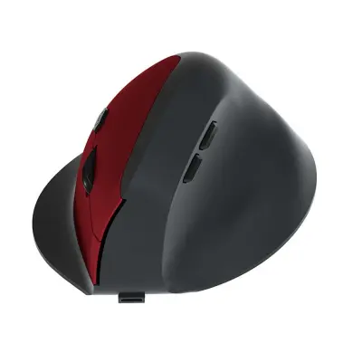 Ergonomski vertikalni bežični miš - 2.4G + Bluetooth dvostruki način rada, punjivi Type-C Crvena