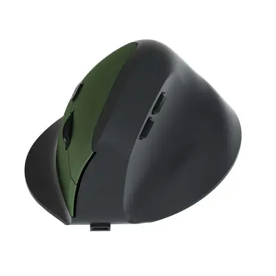 Ergonomski vertikalni bežični miš - 2.4G + Bluetooth dvostruki način rada, punjivi Type-C Zelena